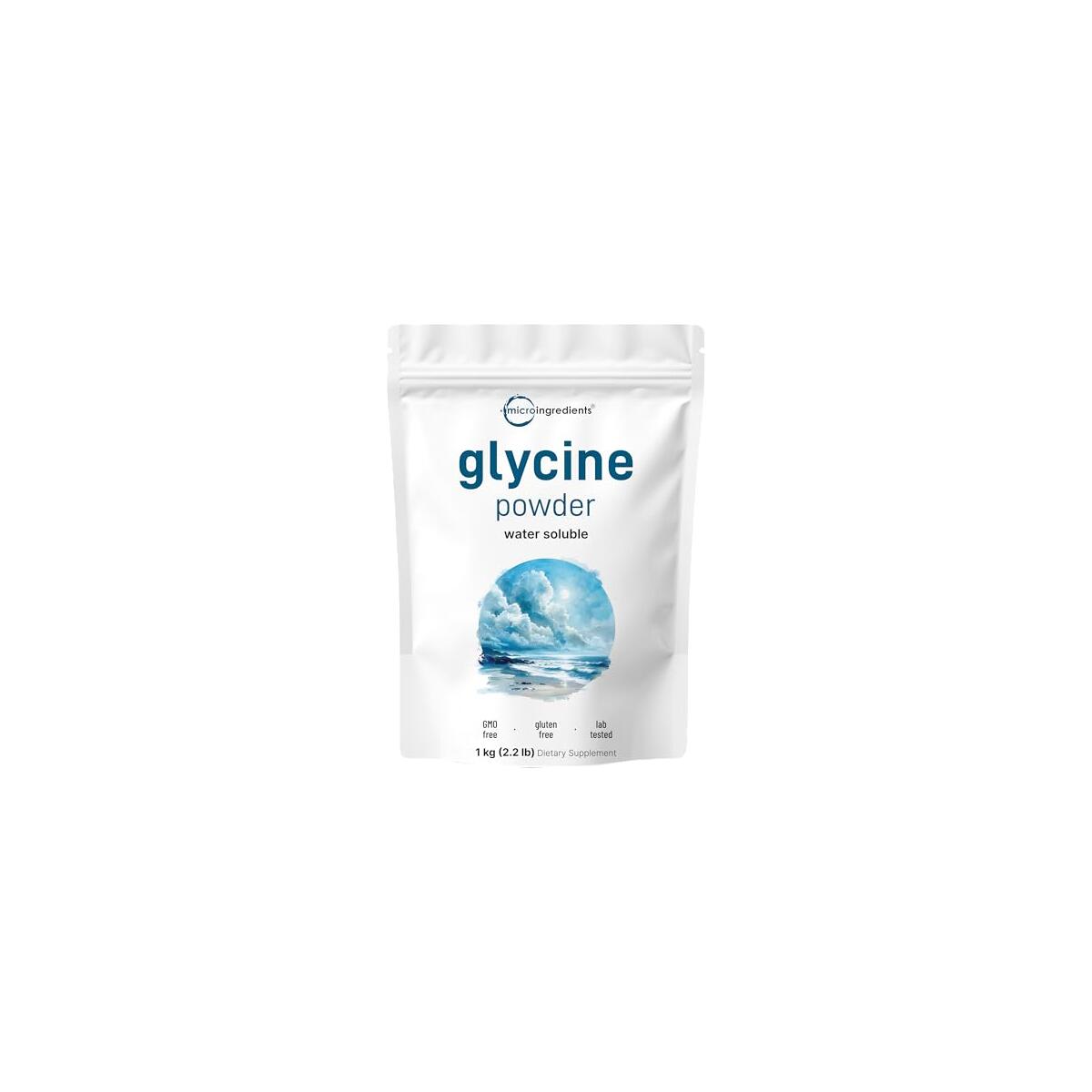 Micro Ingredients Glycine Powder, 1KG (2.2 Pounds), Glycine 1000mg Per Serving, Supports Restful Sleep and Neurotransmitter, Water Soluble and Products of USA