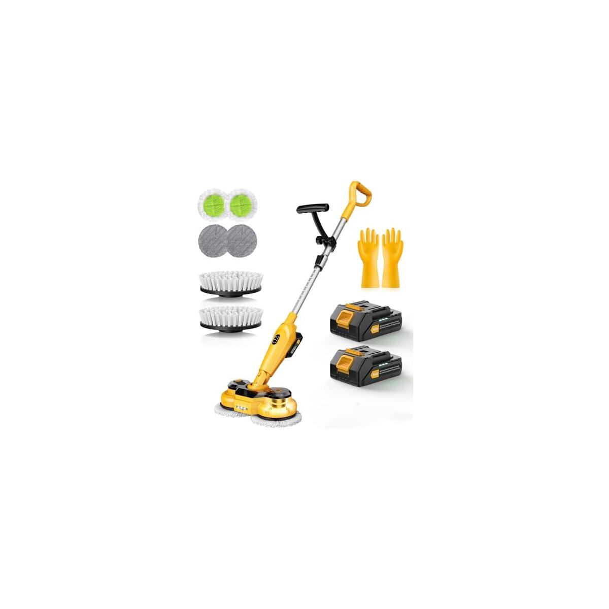 qimedo 6000mAh Battery Cordless Electric Mop M3 Pro, 800RPM Electric Power Scrubber & Mops for Floor Cleaning, Automatic Spin Mops with Smart Display,Rotating Mop with LED Light & Water Spray