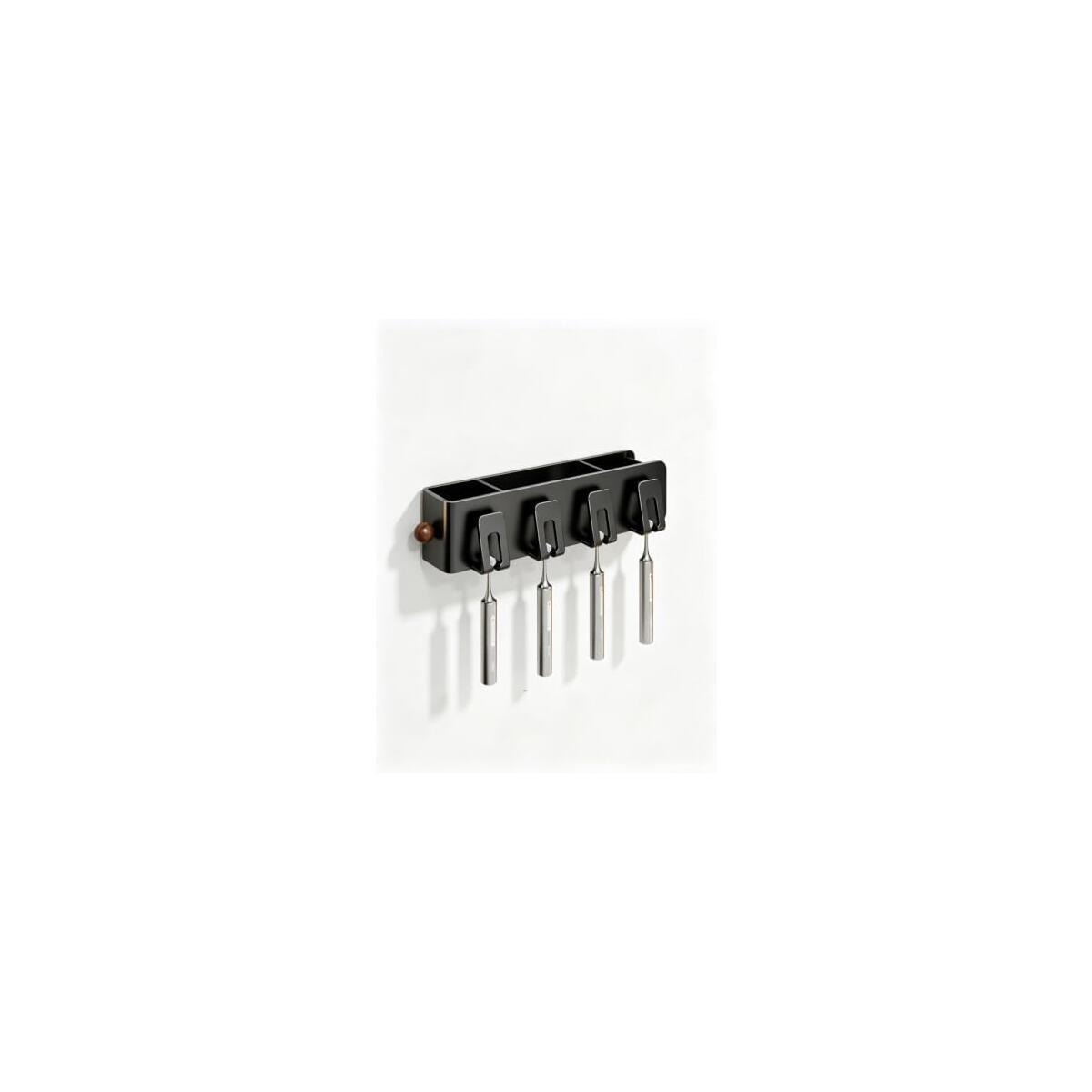 Wall-Mounted 4-Slot Toothbrush Holder, Carbon Steel