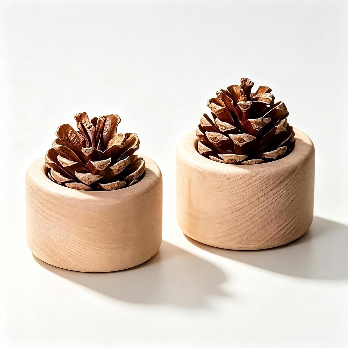 Pine Cone Passive Essential Oil Diffuser, Natural Wood, 2 Pack