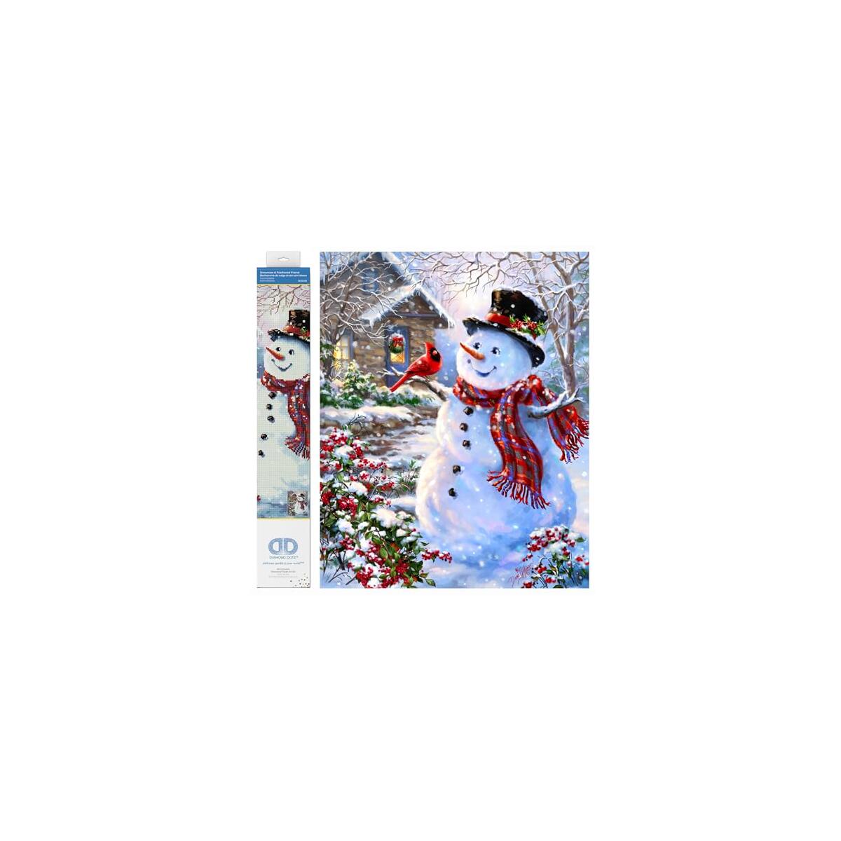 DIAMOND DOTZ Kits - Snowman & Feathered Friend, Full Drill, Round Dotz, Diamond Painting Kits, Diamond Art Kits for Adults, Gem Art, Diamond Art, Kits, 24.4"x19.7"