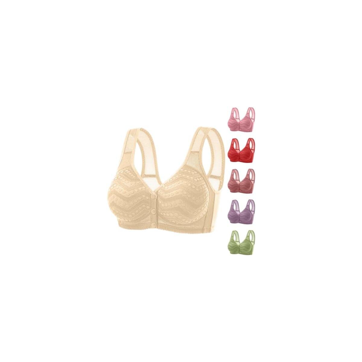 Daisy Bras for Older Women Comfortable Button Front Closure Bra Breathable Push Up Wireless Bra Support Bralette