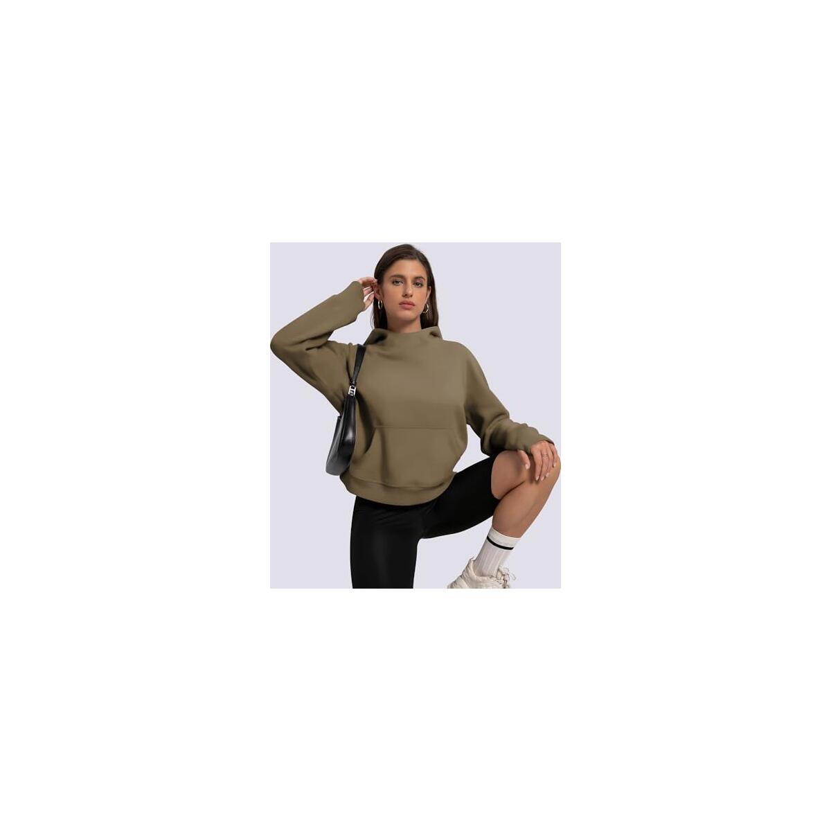 Womens Cropped Hoodies Mock Neck Sweatshirts Deal - RebateKey