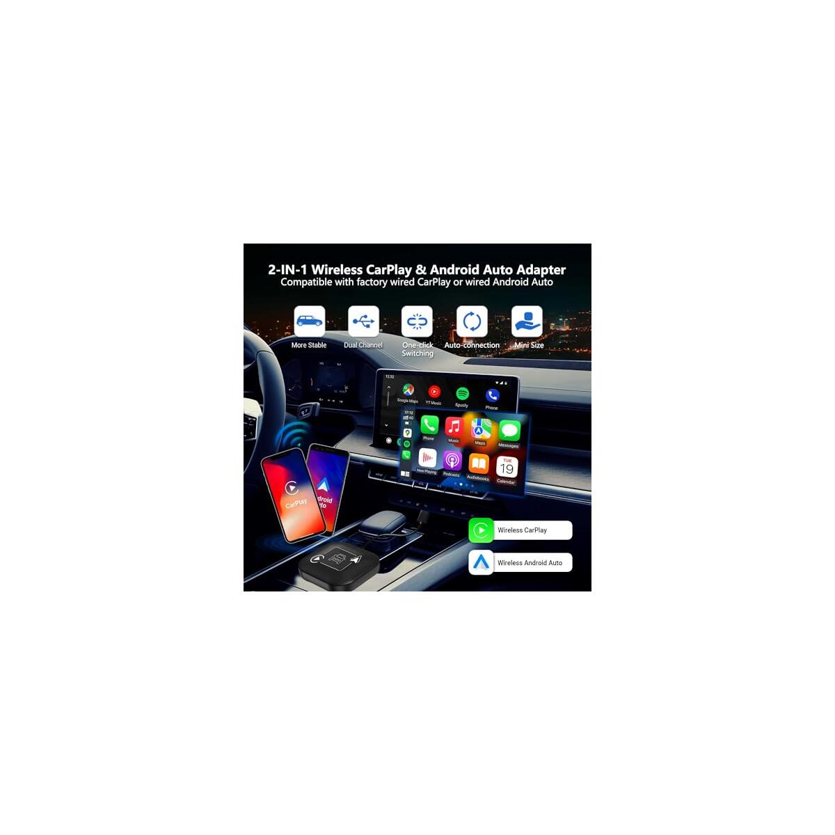 Wireless Carplay Android Auto Car Adapter 2 In 1 1 Coupon - RebateKey