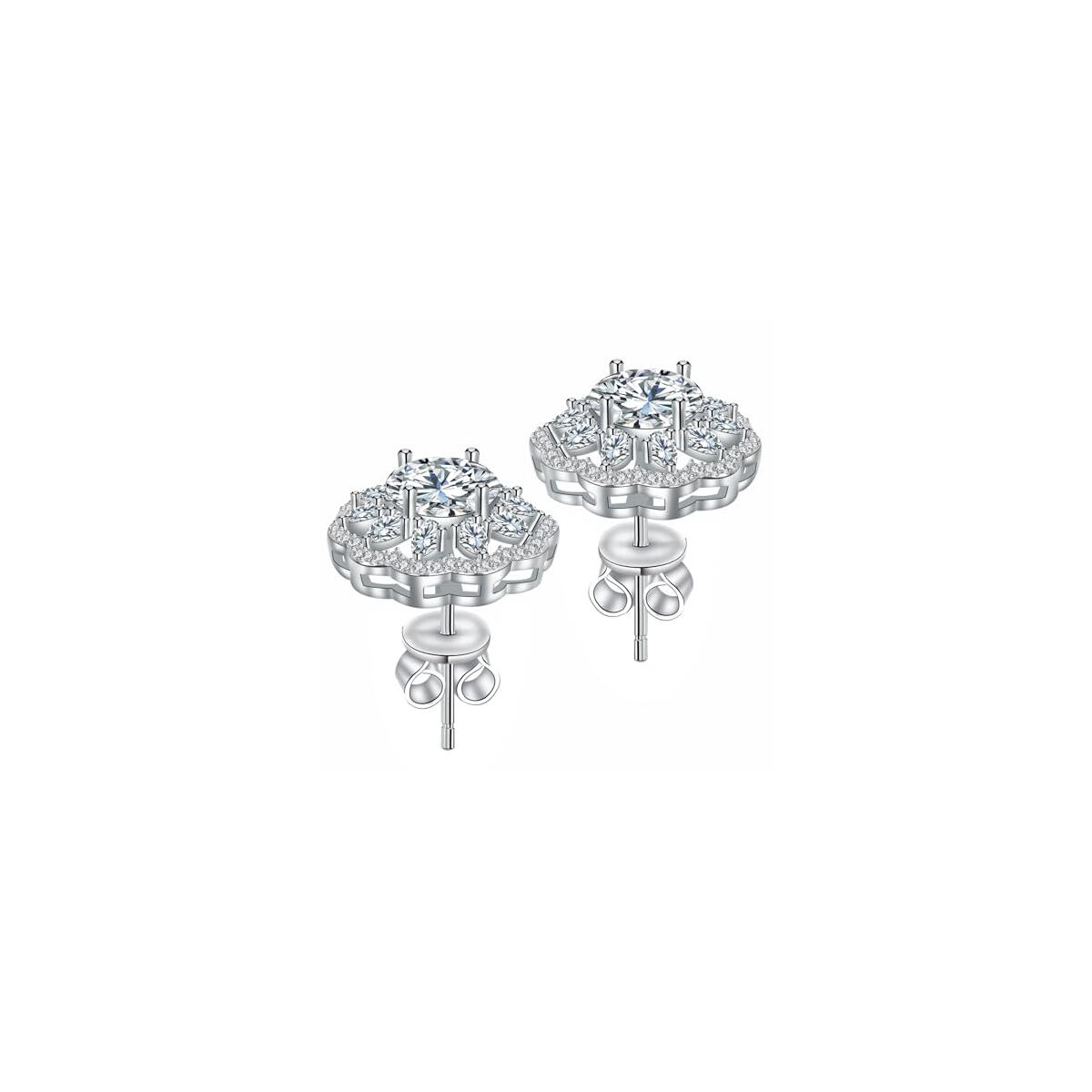 Stud Earrings Moissanite Sunflower S925 Sterling Silver D Color VVS1 Moissanite Elegant Floral Jewelry for Women
