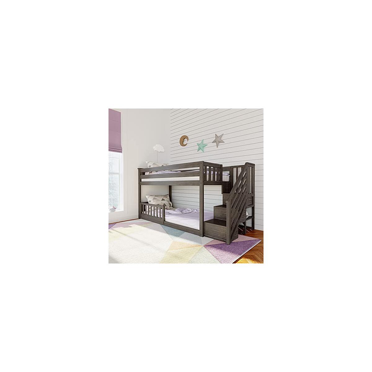 Low Bunk with Stairs and Single Guard Rail, Clay