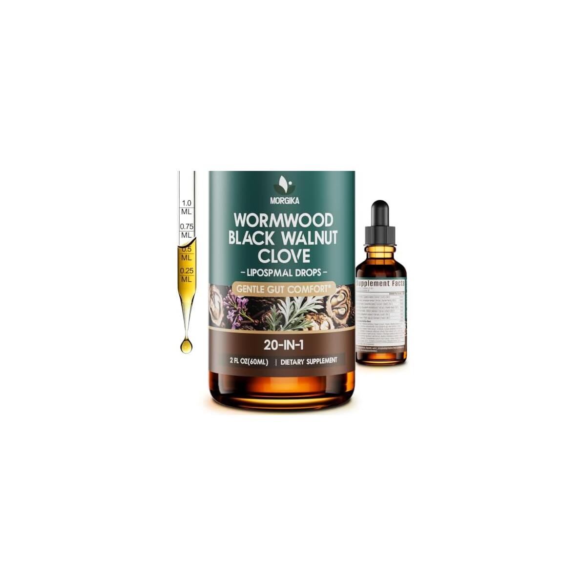 20-in-1 Wormwood Black Walnut Clove Cleanse Drops, Gut Cleanse & Detox