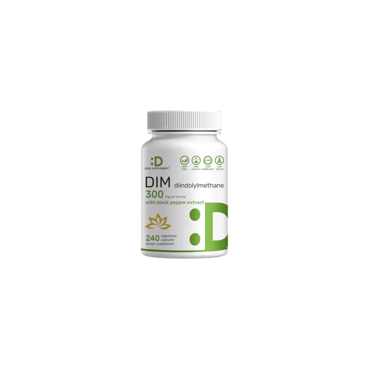 DIM Supplement 300mg, 240 Caps, 4 Months Supply | Estrogen Balance for Men & Women | Diindolylmethane Plus Black Pepper Extract for Enhanced Absorption | Hormonal & Skin Health Support