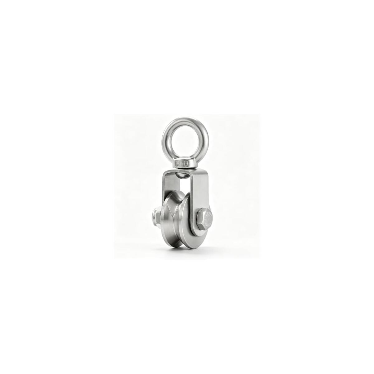 304 Stainless Steel V-Groove Swivel Hanging Pulley 551 LBS | 360&deg; Rotating Eye, 1mm-15mm Rope Fit, Rustproof Design, Indoor & Outdoor Use, Reinforced Structure