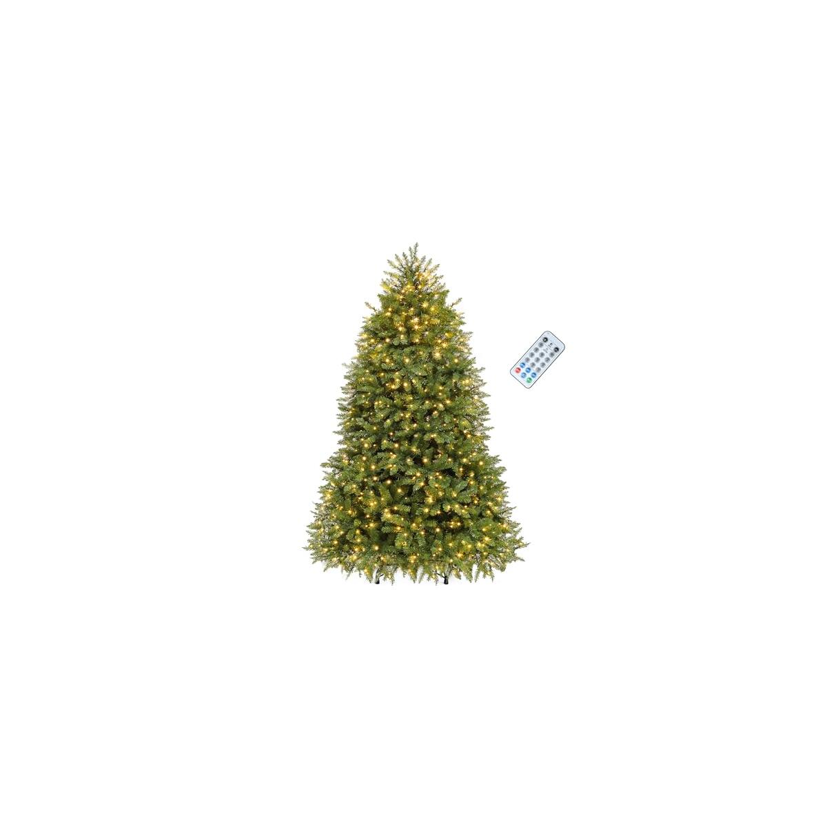 YITAHOME 6ft Prelit Green Artificial Christmas Tree with Remote Control, Pre-Lit Christmas Tree with Multicolor Lights and 11 Light-Modes, Green Bell