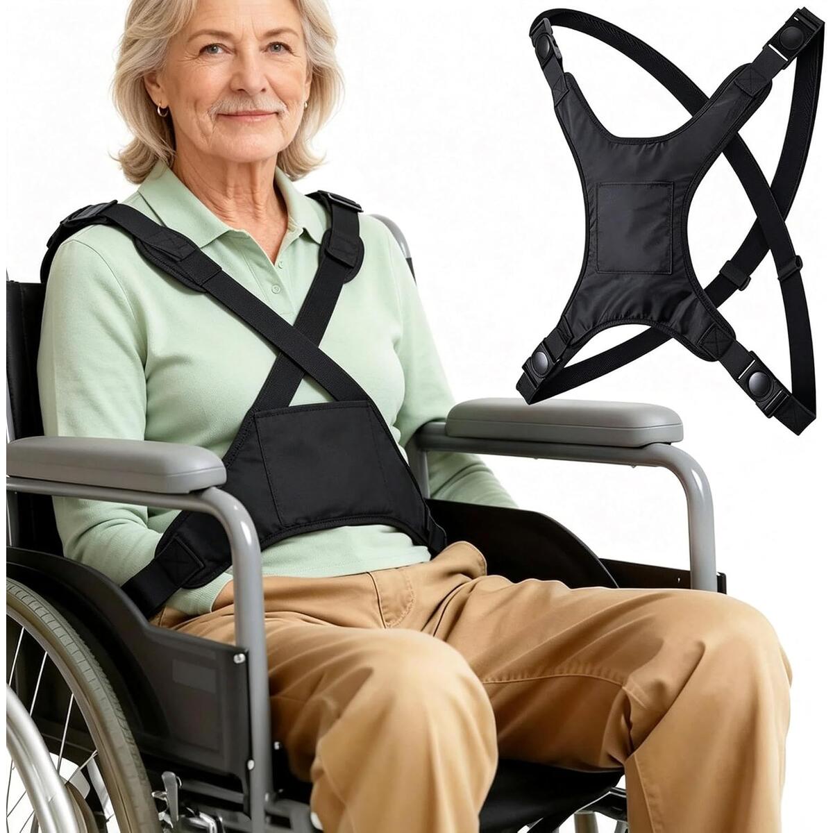Wheelchair Safety Harness Vest with Storage Pocket, Quick Release