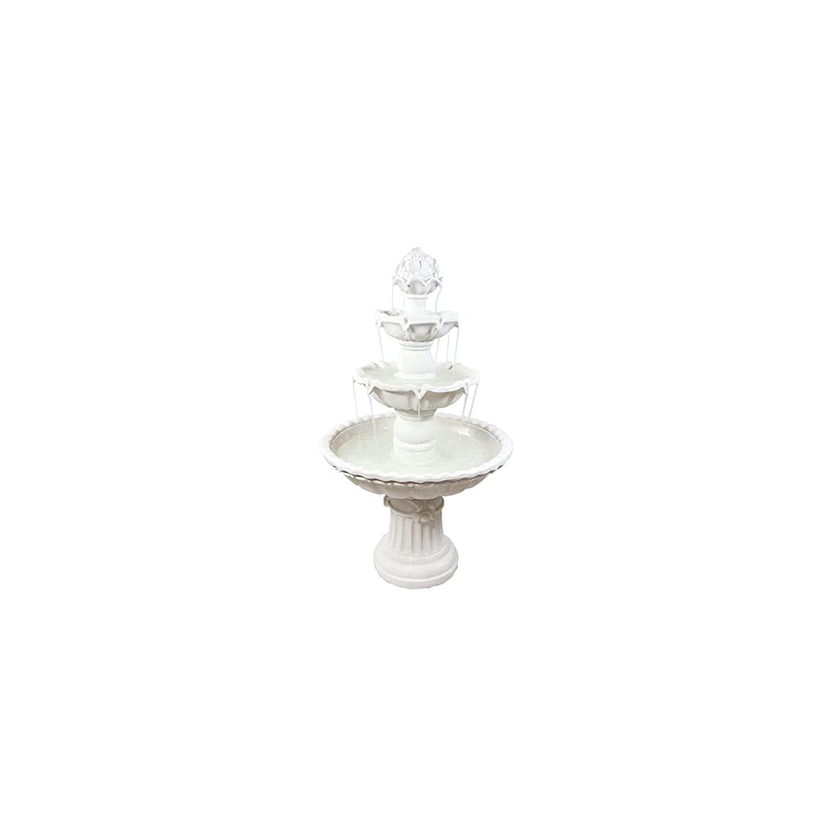 Sunnydaze 52-Inch 3-Tier Outdoor Water Fountain with Fruit Top - Large Outdoor Water Feature for Garden, Patio, Yard or Balcony - White