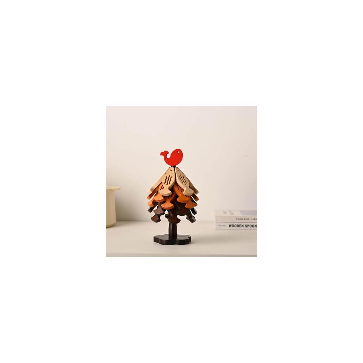 Wooden Tree Trivet Set with Collapsible Fish-Shaped Heat Mats | Natural Wood Material, Auto-Expand Design, Vertical Storage Stand, Multiple Sizes & Tones, Heat-Resistant Pads