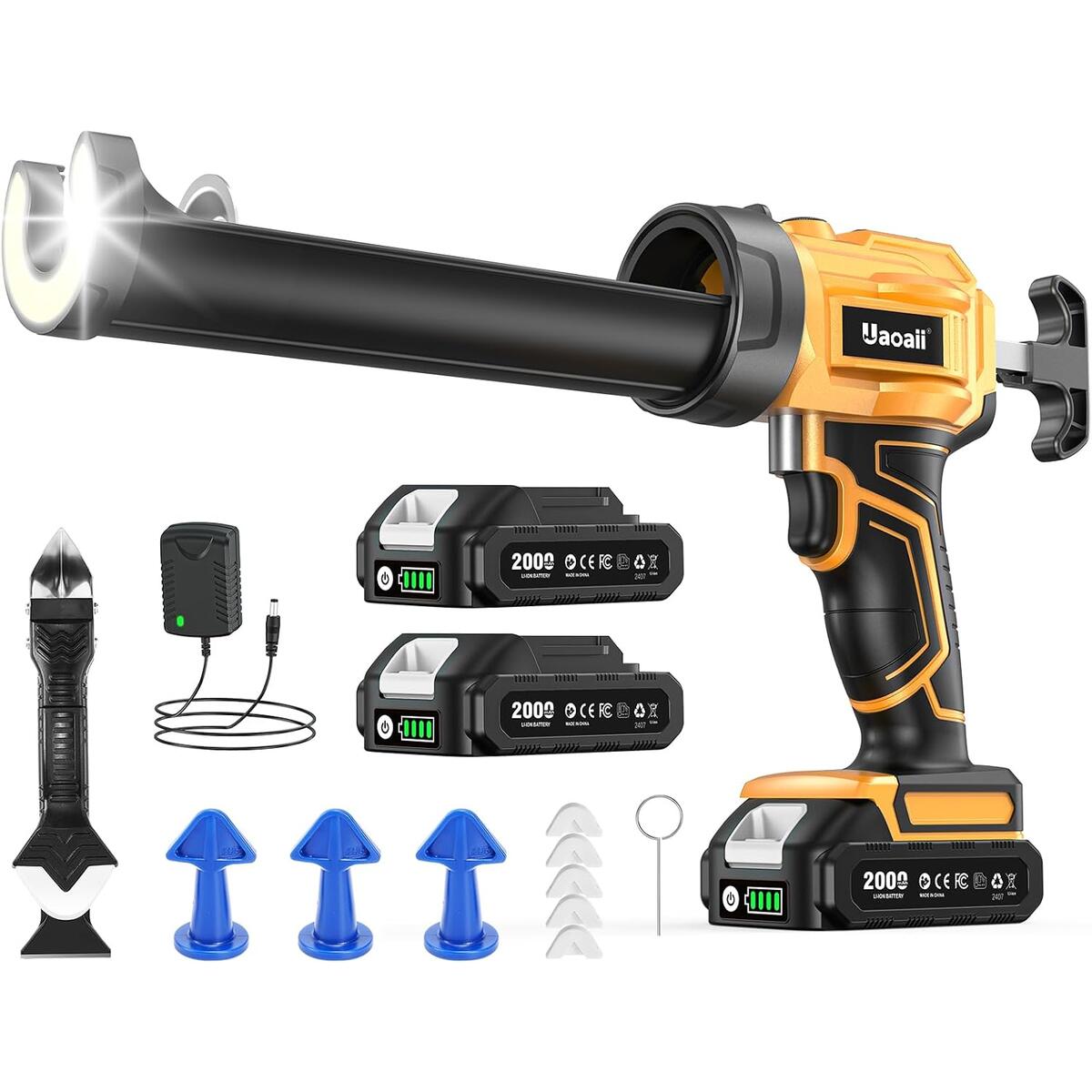 Electric Caulking Gun, Cordless Caulk Gun with 2x 2.0Ah Batteries