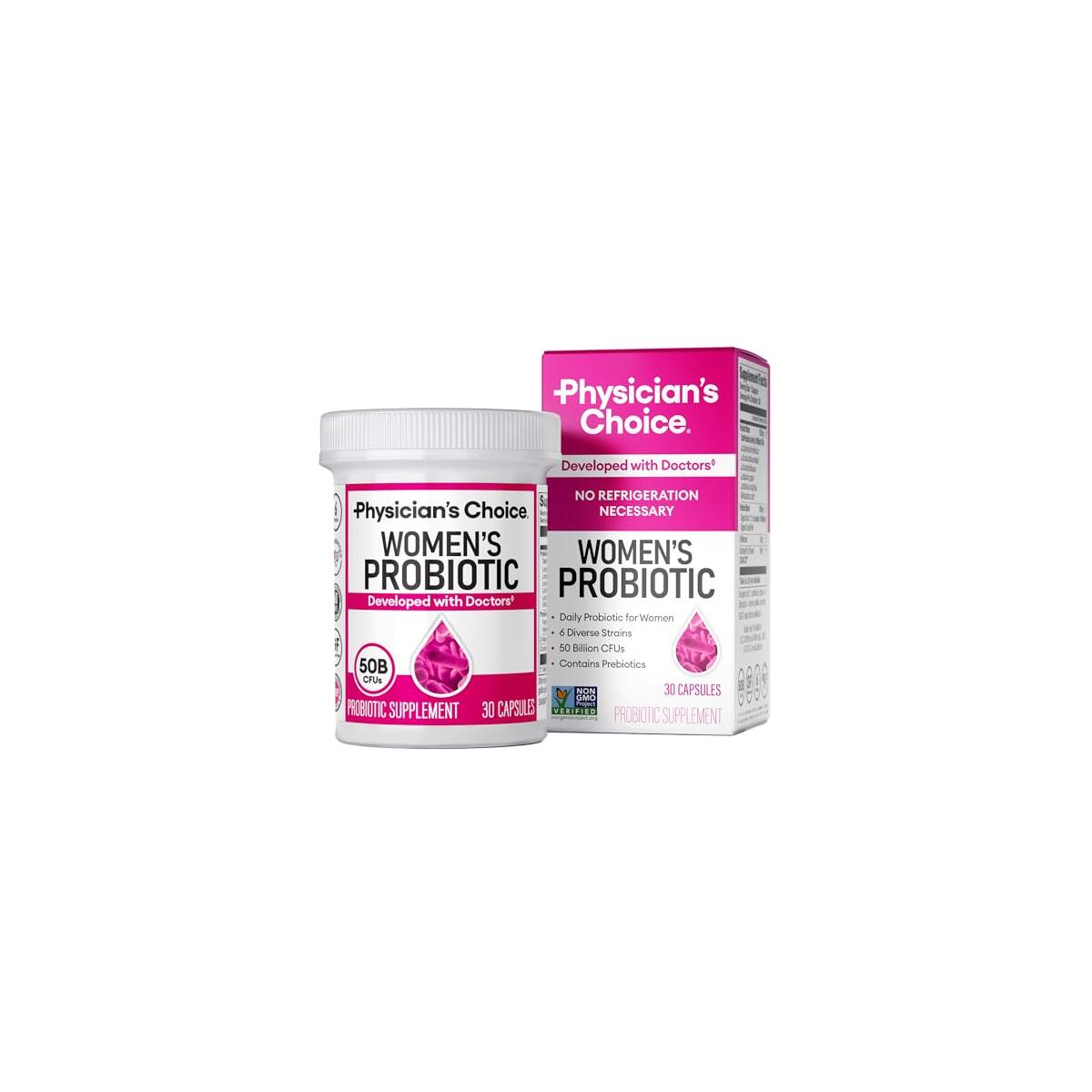 Physician's CHOICE Probiotics for Women - PH Balance, Digestive, UT, & Feminine Health - 50 Billion CFU - 6 Unique Strains for Her - Organic Prebiotics, Cranberry Extract+ - Women Probiotic - 30 CT