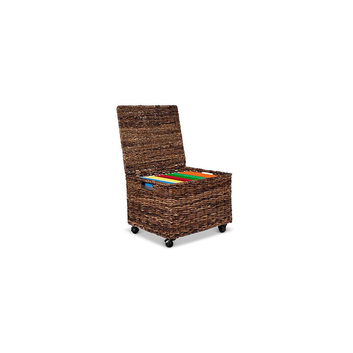 BirdRock Home Seagrass Rolling File Cabinet