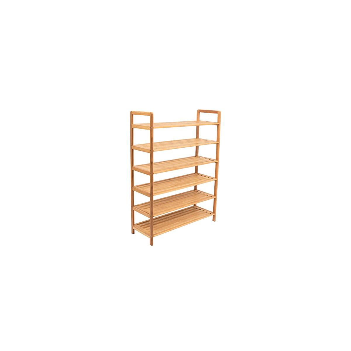 BIRDROCK HOME Free Standing Bamboo Shoe Rack | 6 Tier | Wood | Closets and Entryway | Organizer | Fits 18 Pairs of Shoes