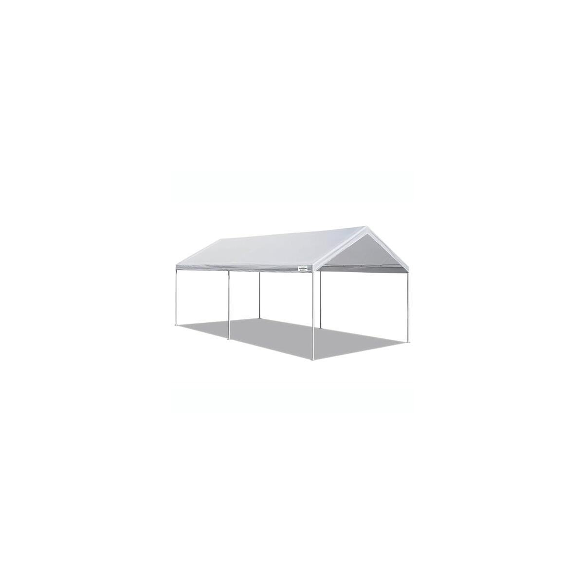 Caravan Canopy Powder Coated Heavy Duty Steel Frame Pop Up Carport with 6 Steel Stakes for Outdoor Activities and Events, White