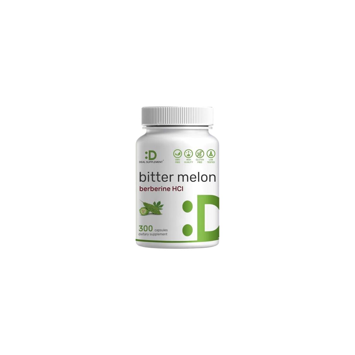 Bitter Melon with Berberine Supplement 15,000mg Per Serving, 300 Capsules | 15:1 Wild Bitter Melon Fruit Extract & Berberine HCL | Third Party Tested | Plant Based, Non-GMO