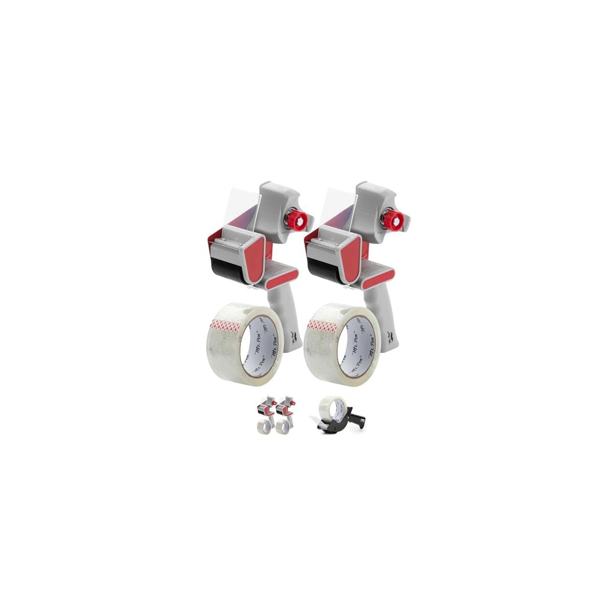 Mr. Pen - Heavy Duty Packing Tape Dispenser Gun 2-Inch, 2 Pack with 2 Rolls, Clear Packaging Tape for Moving and Boxes
