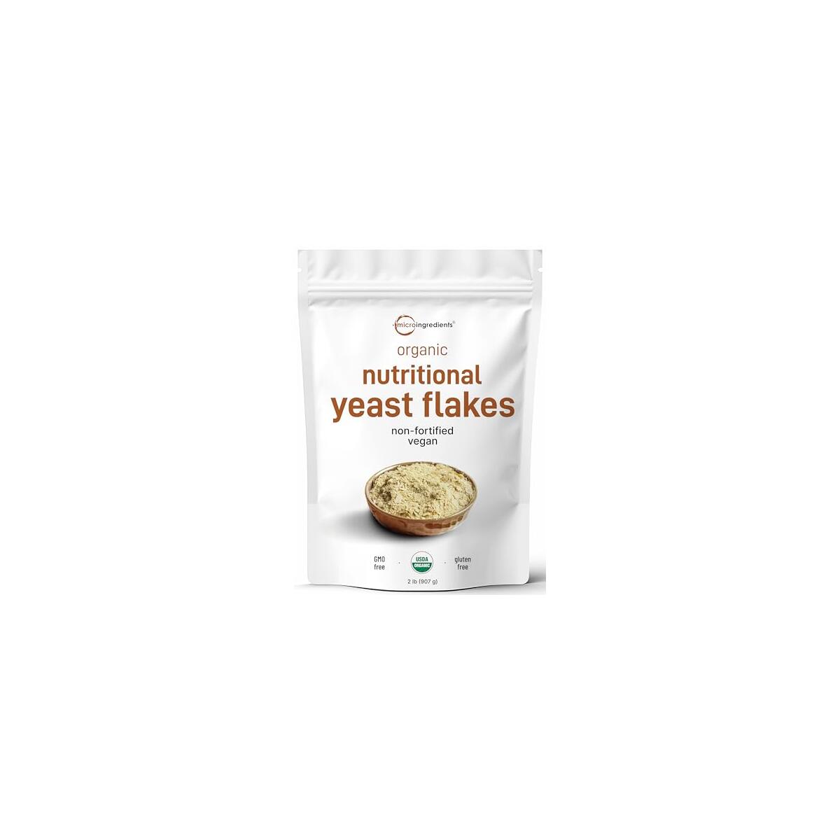 Organic Non-Fortified Nutritional Yeast Flakes, 2 Pounds (32oz) | Rich in Vegan Protein, B Vitamins & Beta-glucans | Keto Friendly, Dairy Free Cheese Substitute, Non-GMO, Gluten Free