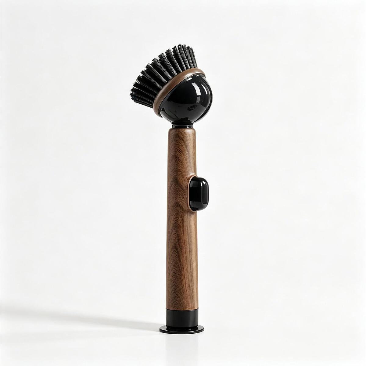 Wood-Grain Standing Dish Brush with Soap Dispenser