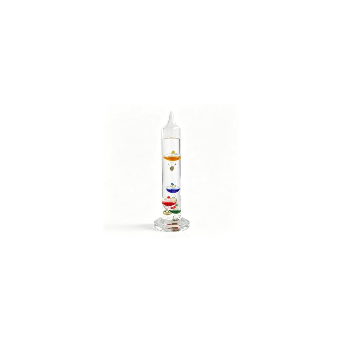 Galileo Glass Thermometer with 4 Floating Balls(64&deg;F-75&deg;F) | 18&deg;C-24&deg;C Range, Desktop Ornament, Scientific Display, Metal Temperature Tags, Non-Slip Glass Base