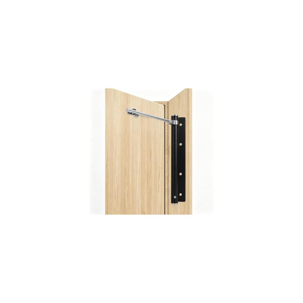 Mini Stainless Steel Automatic Spring Door Closer, Matte Black | Adjustable Closing Speed, 150&deg; Max Opening Angle, Left & Right Universal, Hex Wrench Included, Interior Wooden Doors