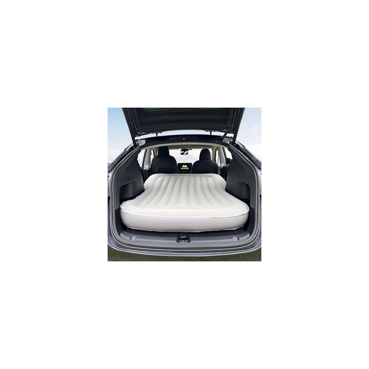 Woowind Inflating Air Mattress Compatible withTesla Model Y Self (2020&ndash;2025, Juniper) 2-Person Car Camping Inflatable Bed for Trunk/Back Seat Folded, Built-in 12V Pump with Auto-Stop