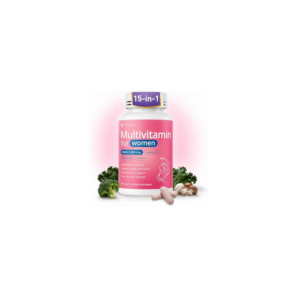 15-in-1 Multivitamin for Women, 90 Tablets, 30-Day Supply