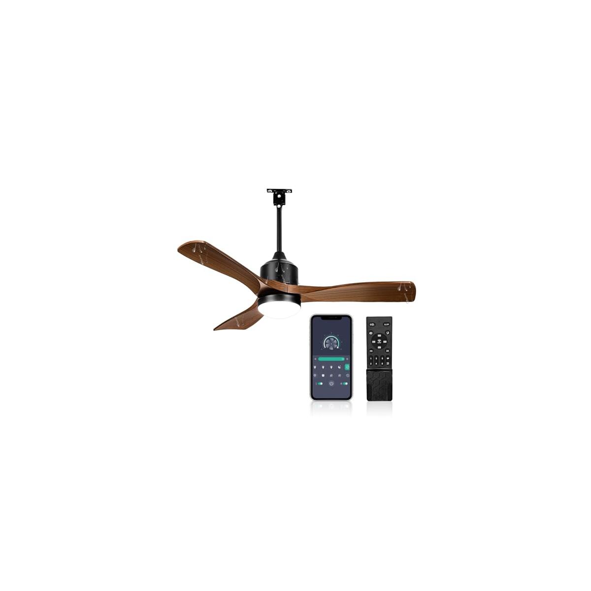 42 Inch Smart Outdoor Ceiling Fan - Gazebo Fan, IP65 Wet Rated Plug-in with Light & Remote for Patio/Porch/Pergola, Dimmable LED, App & Timer Control, Brown Finish