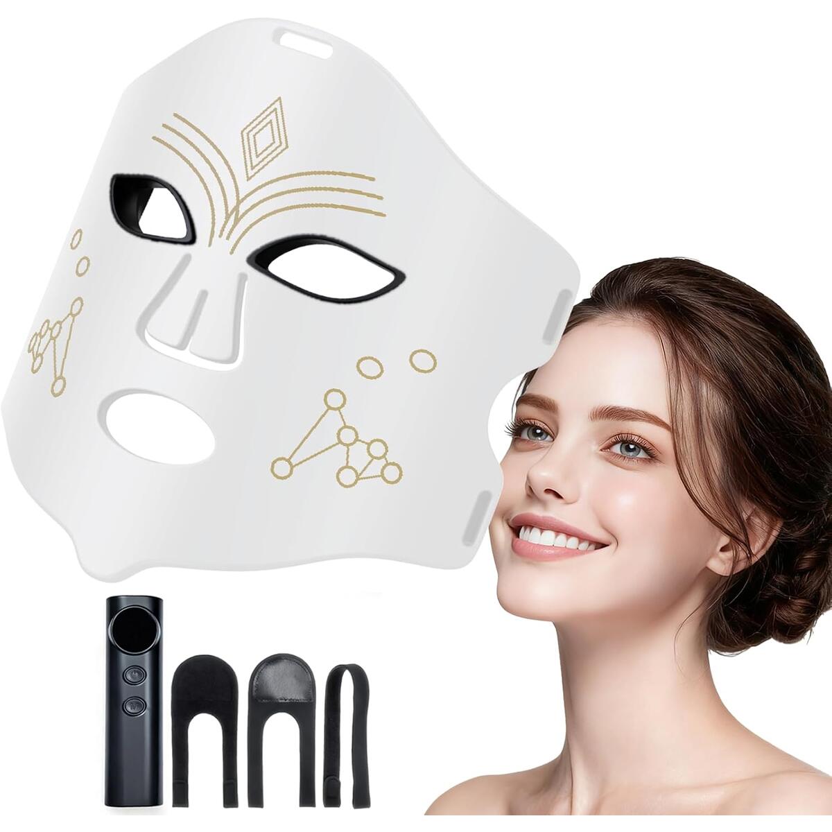 Red Light Therapy for Face, 4 Modes LED Light Therapy Mask with 850nm NIR Infrared Red & Blue Light, Rechargeable Portable Facial Skincare Device with Timer for Home Use, Lightweight for Women & Men