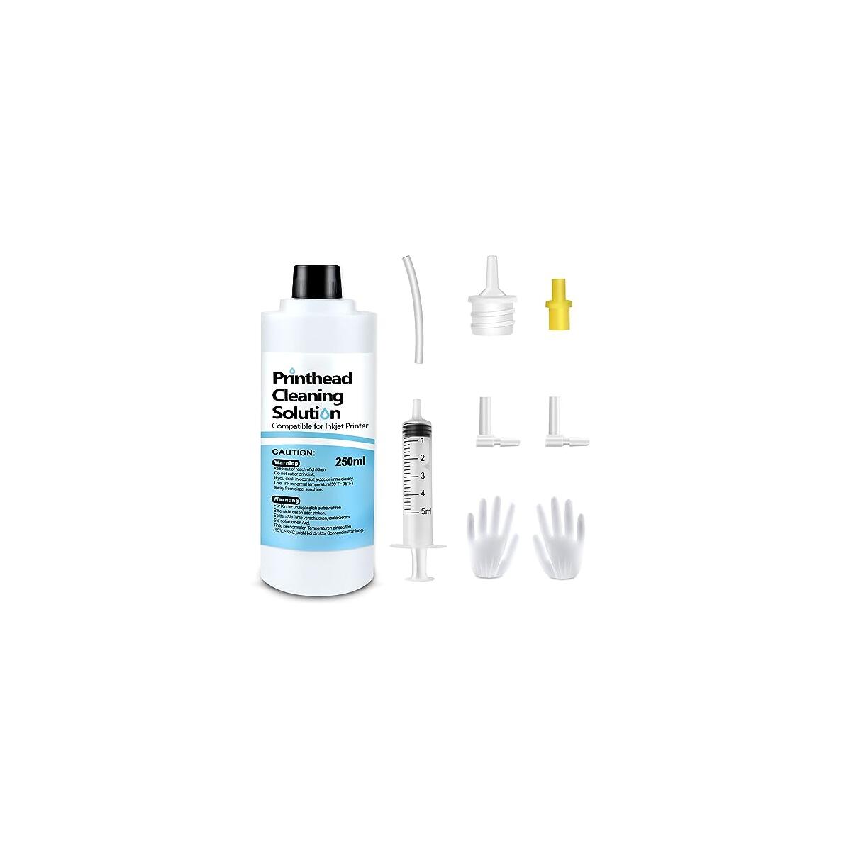 Printhead Cleaning Kit for Epson, 250mL Printer Cleaning Kit for Inkjet Printer, Print Head Cleaning Kit for HP, Print Head Cleaner for Canon Inkjet, Printer Head Cleaning Kit 250mL for Brother Inkjet