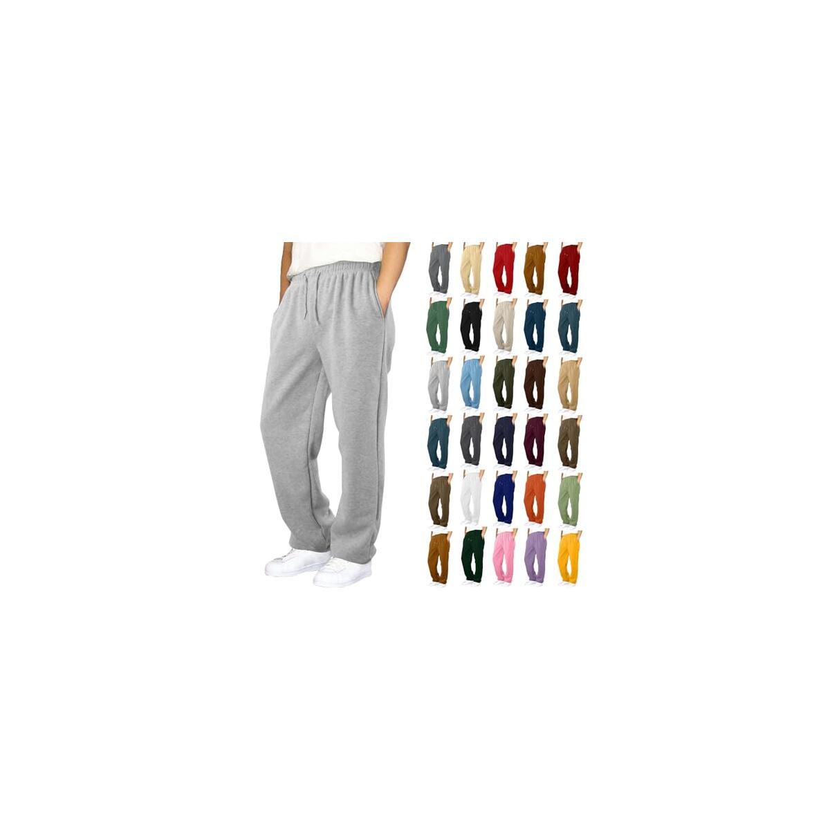 Boys Sweatpants Wide Leg Straight Open Bottom Pants Elastic Waist Athletic Joggers Casual Sweat Pant with Pockets