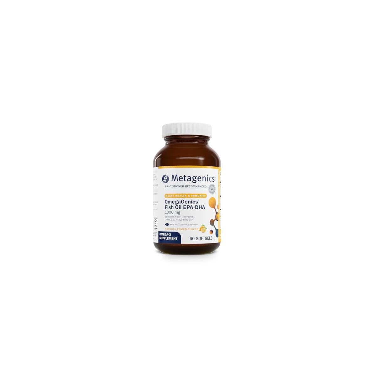 Metagenics OmegaGenics EPA-DHA 1000 mg - High Potency Omega-3 Fish Oil Supplement for Heart, Brain & Joint Health* - Sustainably Sourced - 60 Softgels