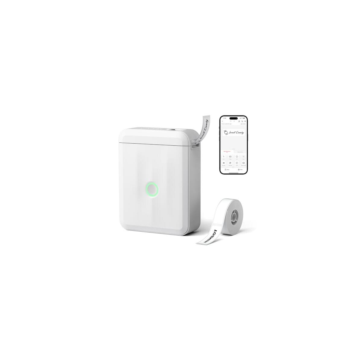 NIIMBOT D110 Upgraded Version Mini Label Maker Machine with Tape, Portable Bluetooth Thermal Printer, Sticker Labeler with Multiple Templates for Office Organization Home Kitchen School, White