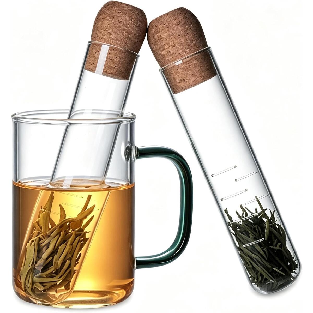 Glass Tea Infuser Tube with Cork Lid, 15.5 cm