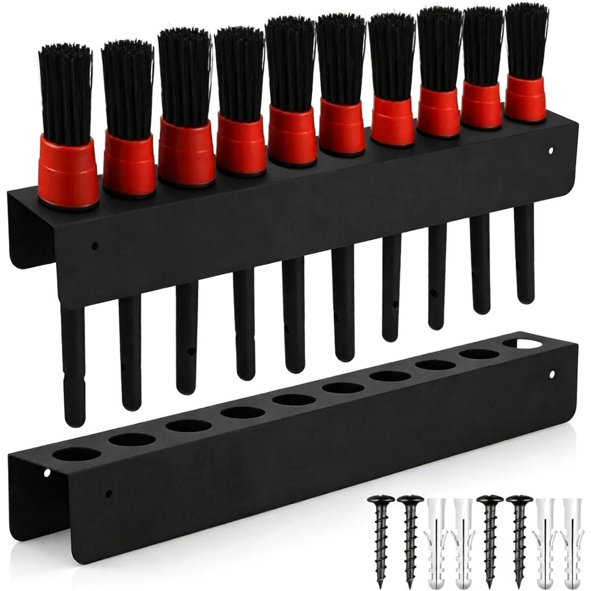 10-Hole Wall Mount Car Detailing Brush Holder Rack