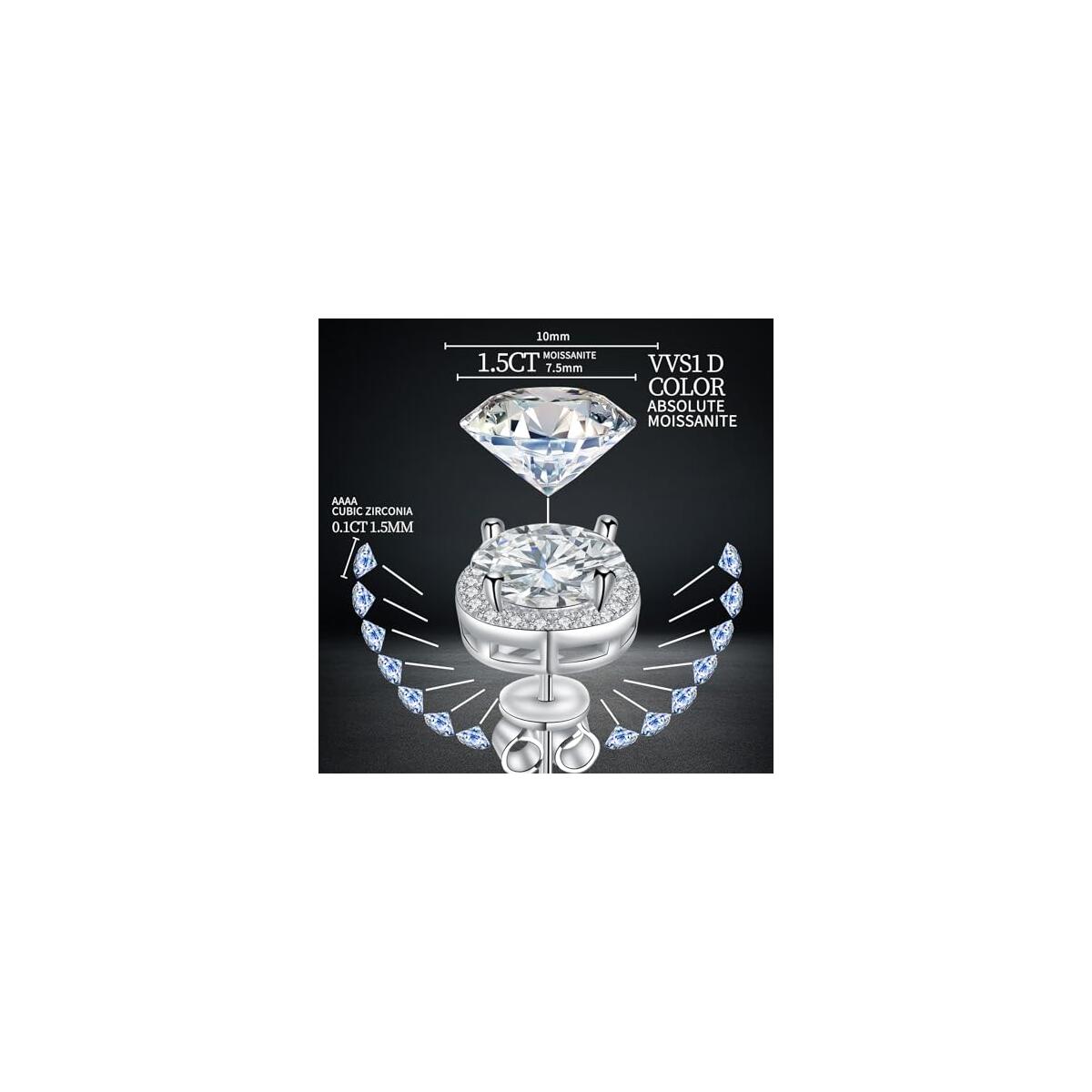 Moissanite Stud Earrings For Womens Deal - RebateKey