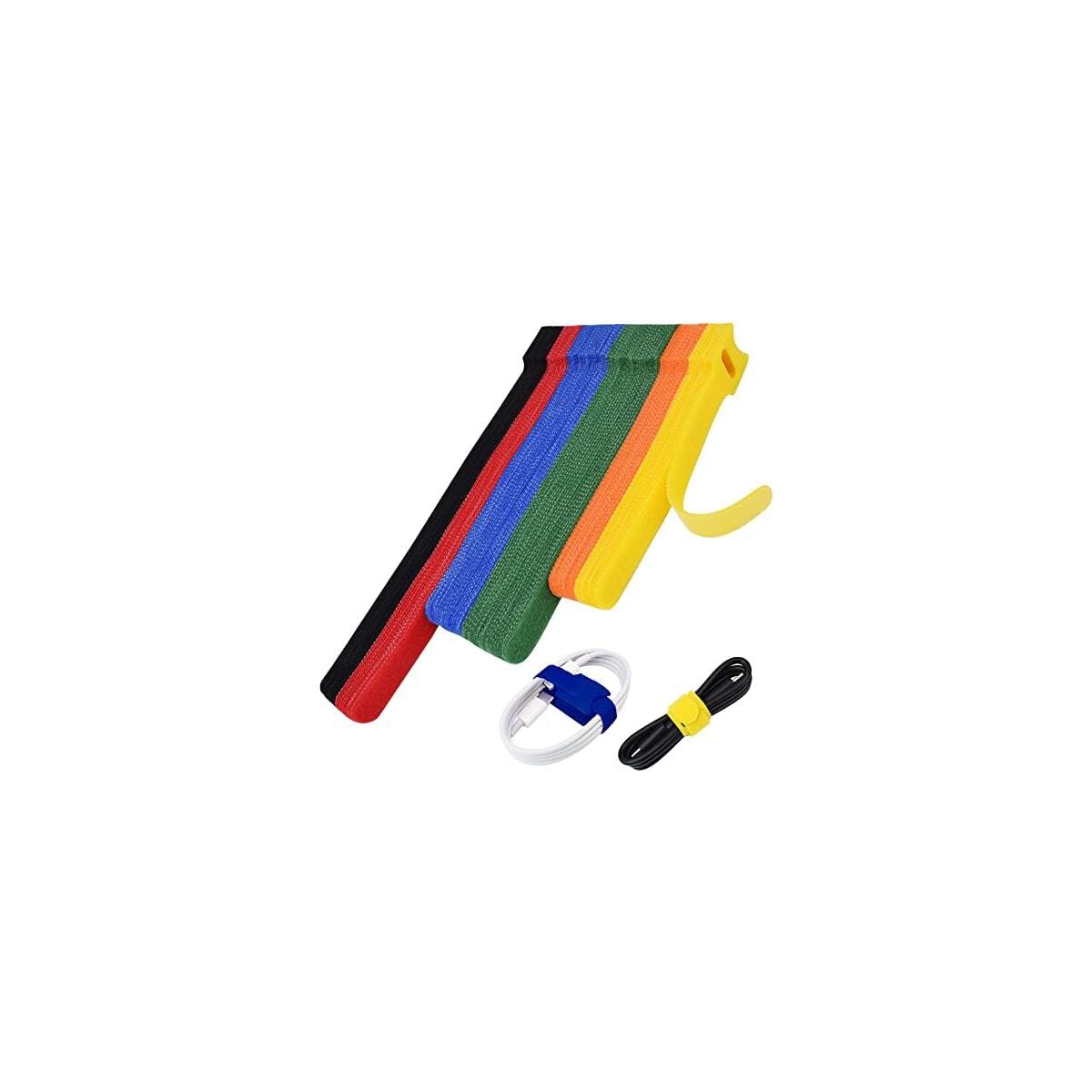 80pcs Cable Ties Reusable Multicolor Wire Ties Cable Management Cord Ties Reusable for Electronics Hook and Loop Cable Ties for Computer 4 6 8 Inch with 6 Colors