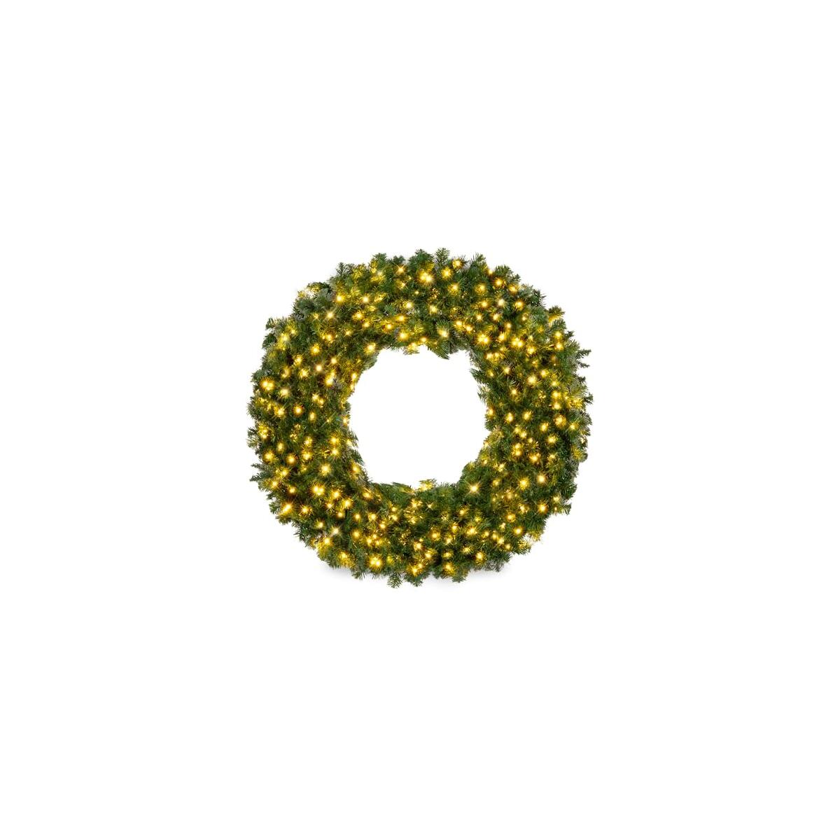 Best Choice Products 60in Large Artificial Pre-Lit Fir Christmas Wreath Holiday Accent Decoration w/ 300 LED Lights, 930 PVC Tips