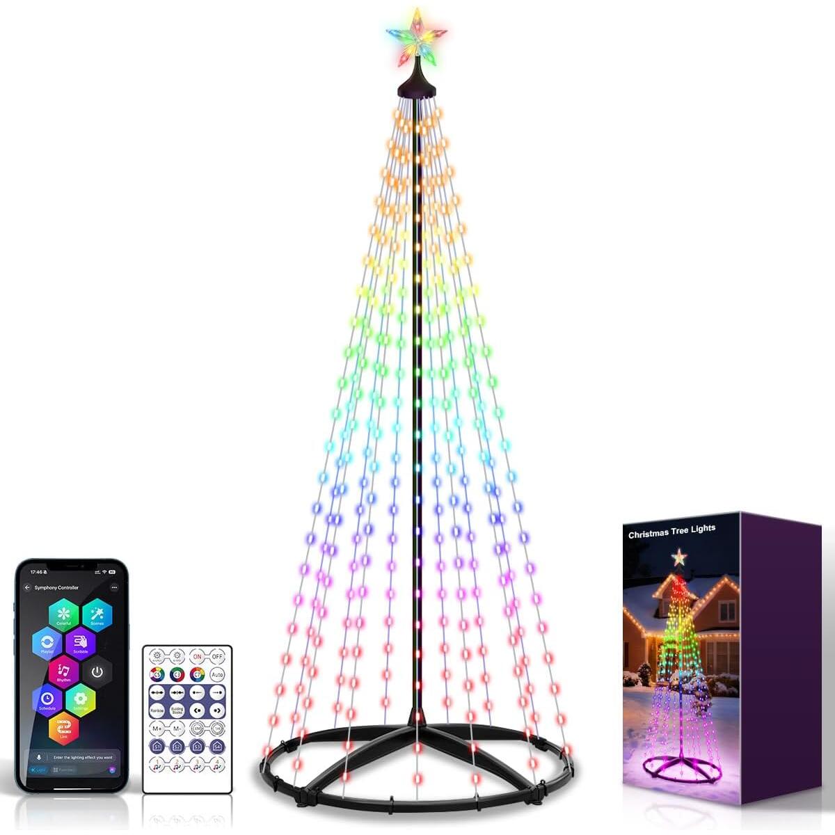 Smart Cone Christmas Tree Lights, RGB Color Changing, 5.9FT 235 LED