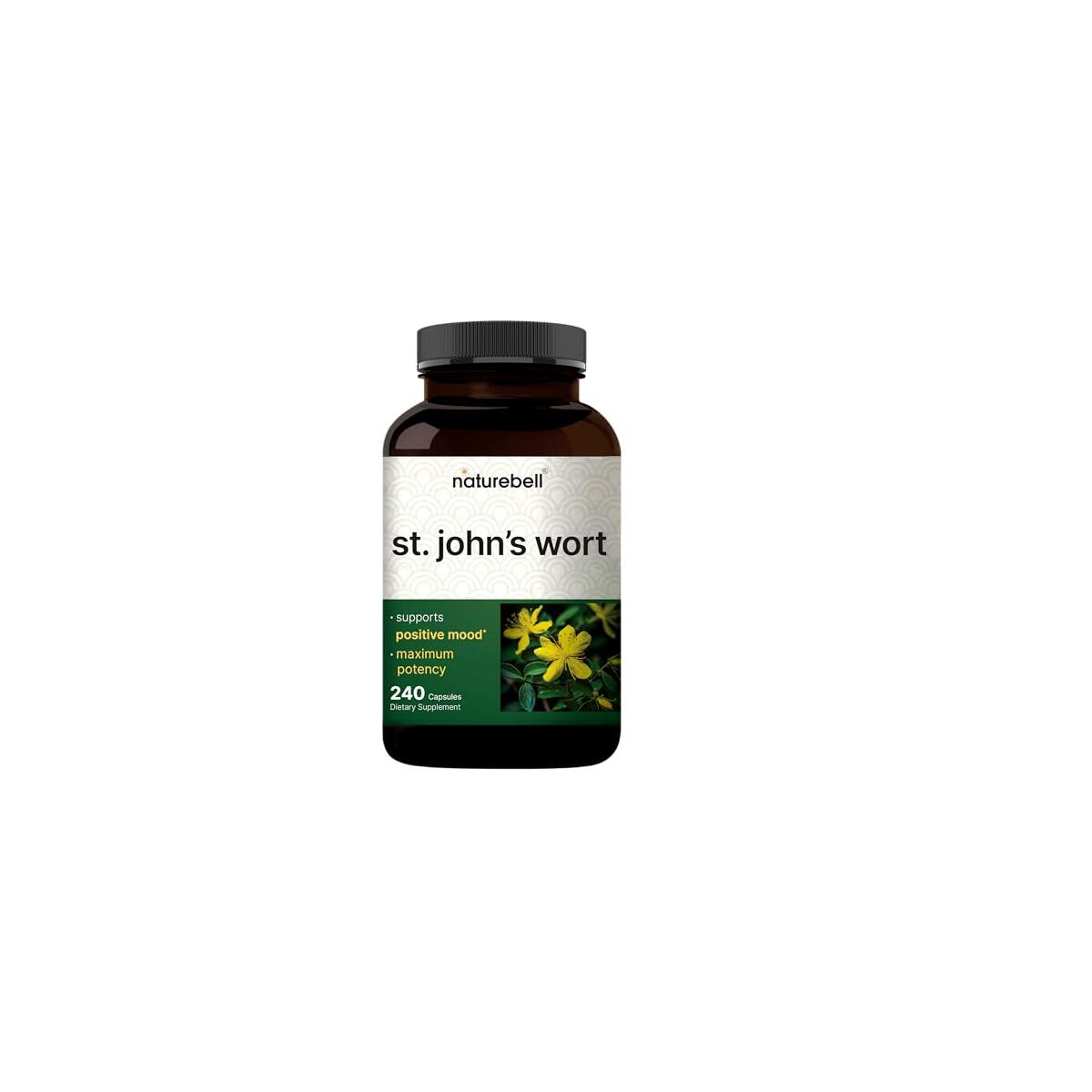 NatureBell St Johns Wort 9,000mg Per Serving, 240 Capsules | 15:1 Herbal Extract, North American Harvest, Rich in Hypericin &ndash; Positive Mood Support Supplement &ndash; St. John&rsquo;s Wort &ndash; Non-GMO