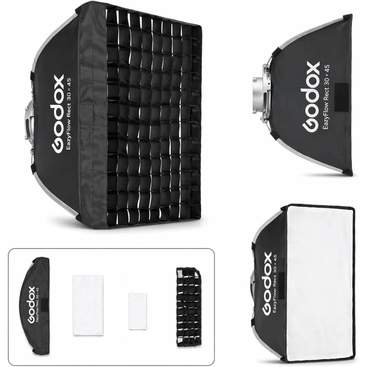 1-Second Quick Setup Portable Softbox with Bowens Mount, Professional Lighting Modifier with Grid & Diffuser for Camera Photography, YouTube, Video, Portrait and Studio(softbox 12x18)