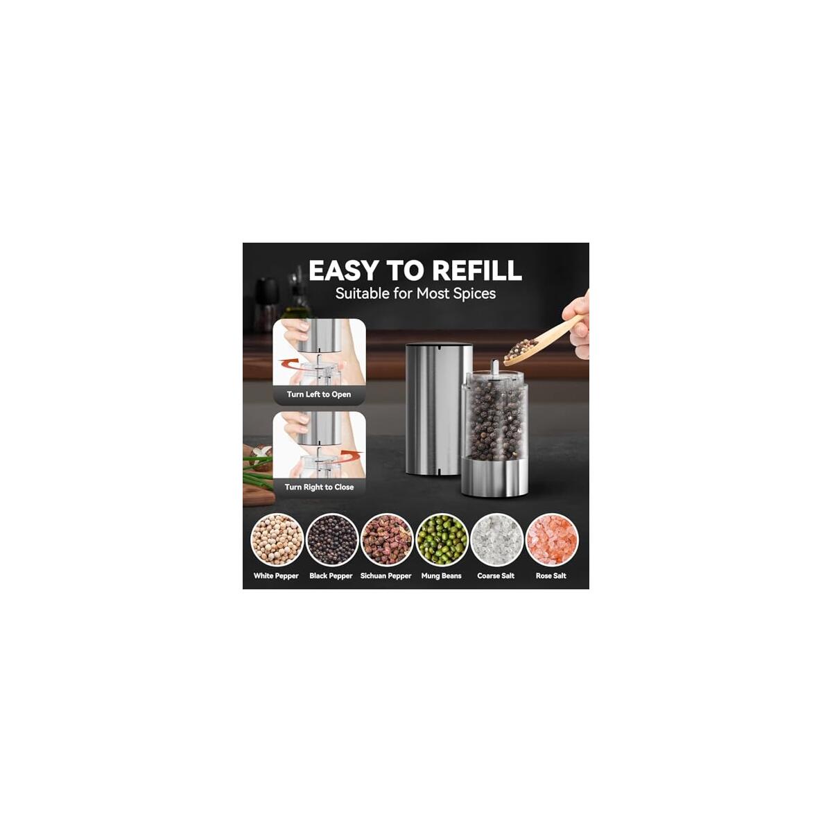 Electric Salt And Pepper Grinder Set Rechargeable Deals - RebateKey