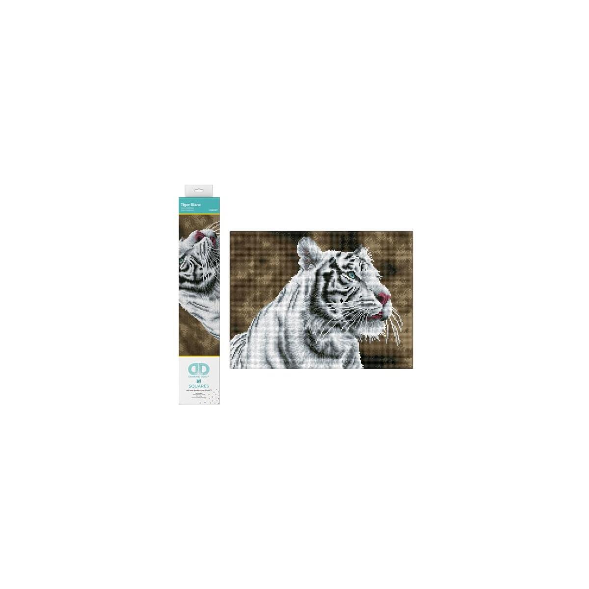 DIAMOND DOTZ Tiger Blanc Animal Diamond Painting Kits for Adults - Diamond Art Kits a Relaxing Creative Craft Kit with Dotz Gems 12.2"x16.1"