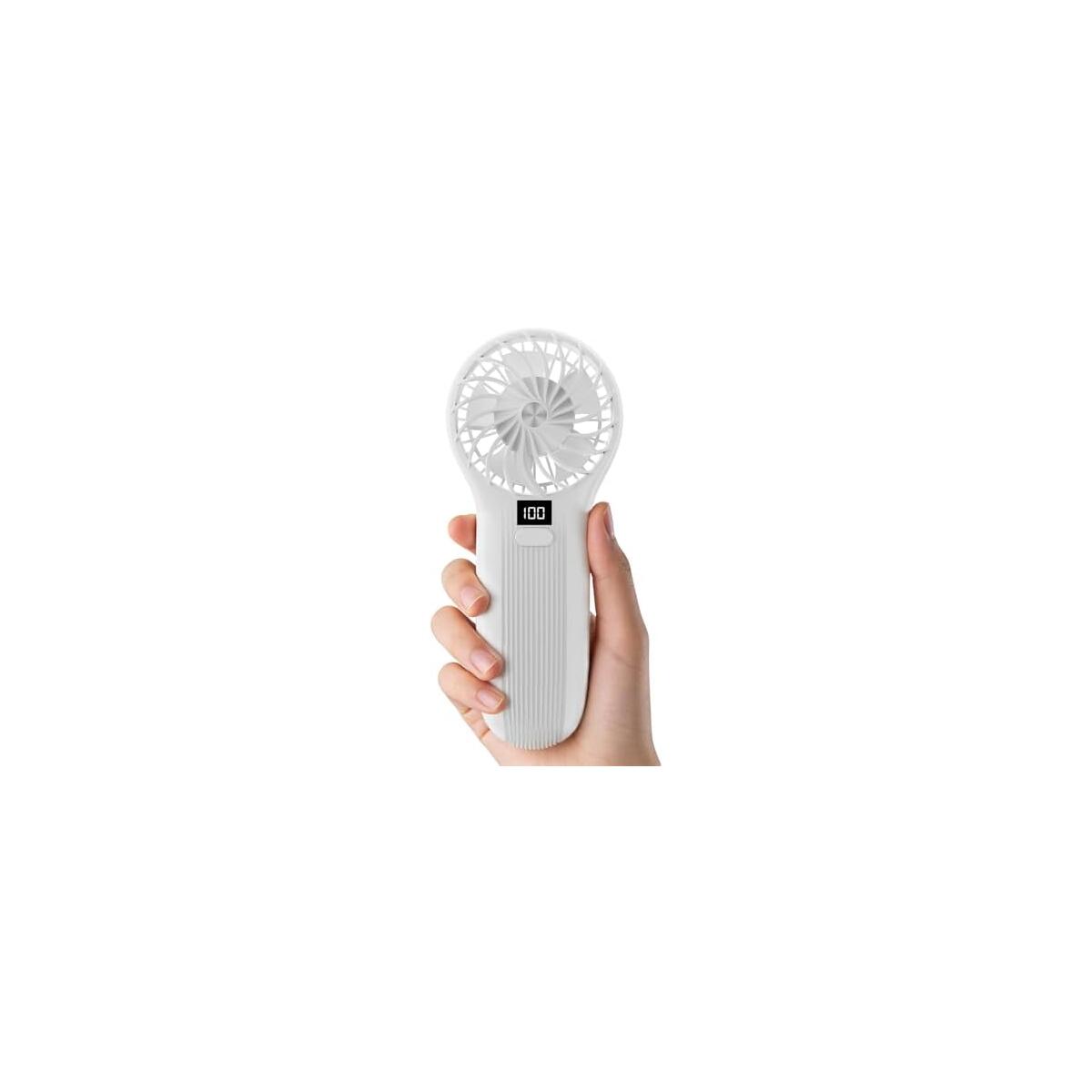 Portable Handheld Fan with LED Display, 5000mAh Rechargeable Battery, 3-Speed Touch Control, Plastic Desktop Fan for Home Office, Modern Airplane Design,(WHITE)