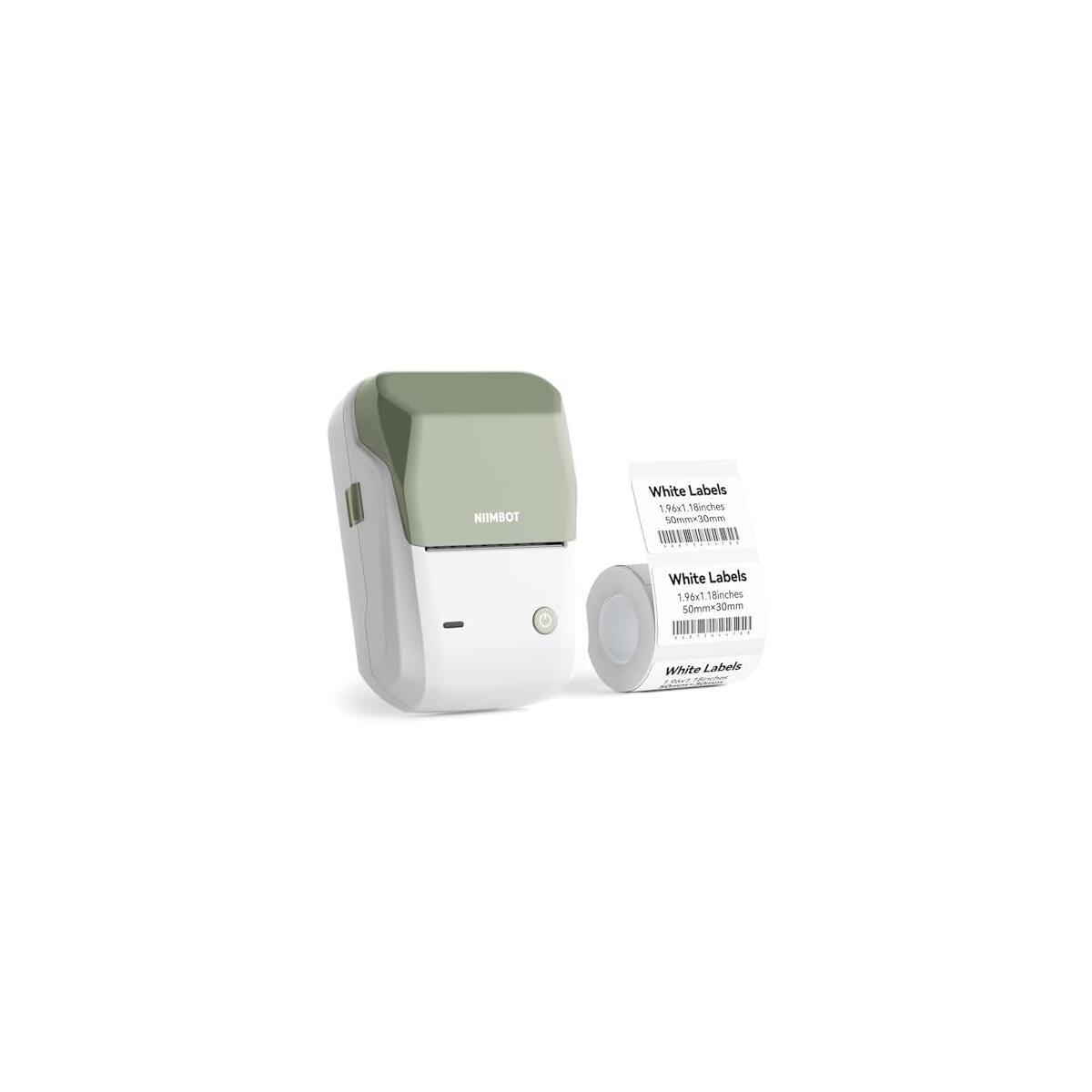 NIIMBOT B1 Label Maker Machine with Tape, 2 Inch Portable Sticker Printer for Home School & Small Business, Compatible with Phones & PC, Green White
