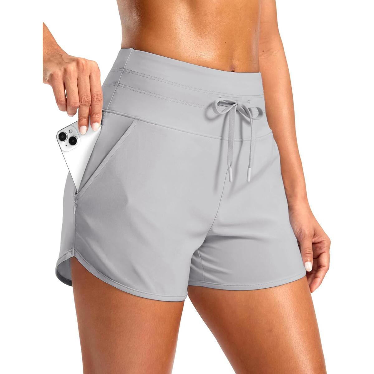 Soothfeel Women's Athletic Running Workout Shorts with Zipper Pockets 3