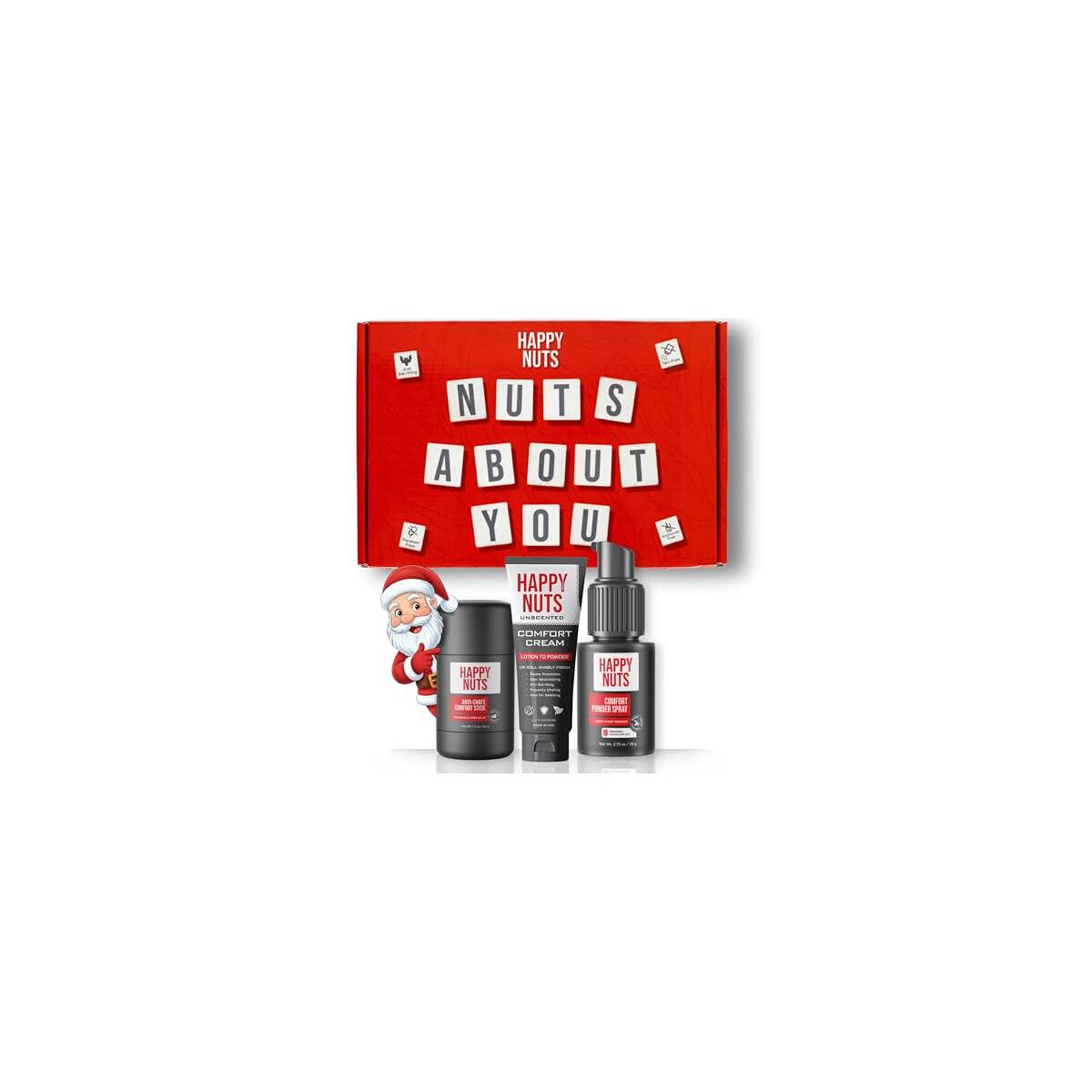HAPPY NUTS - Nuts About You Anti Chafing Deodorant Essentials Bundle Kit - Gift Set for Men to Stay Fresh All Year Long